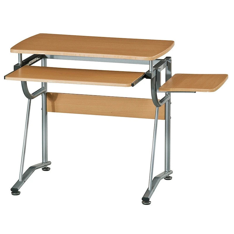 Ergonomic Compact Computer Desk with Shelf And Keyboard Panel