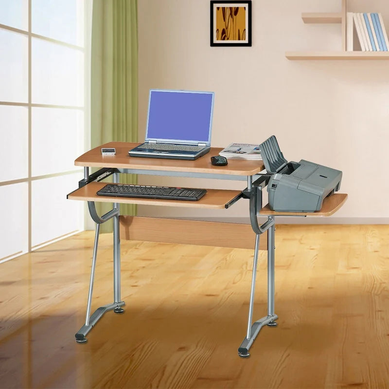 Ergonomic Compact Computer Desk with Shelf And Keyboard Panel