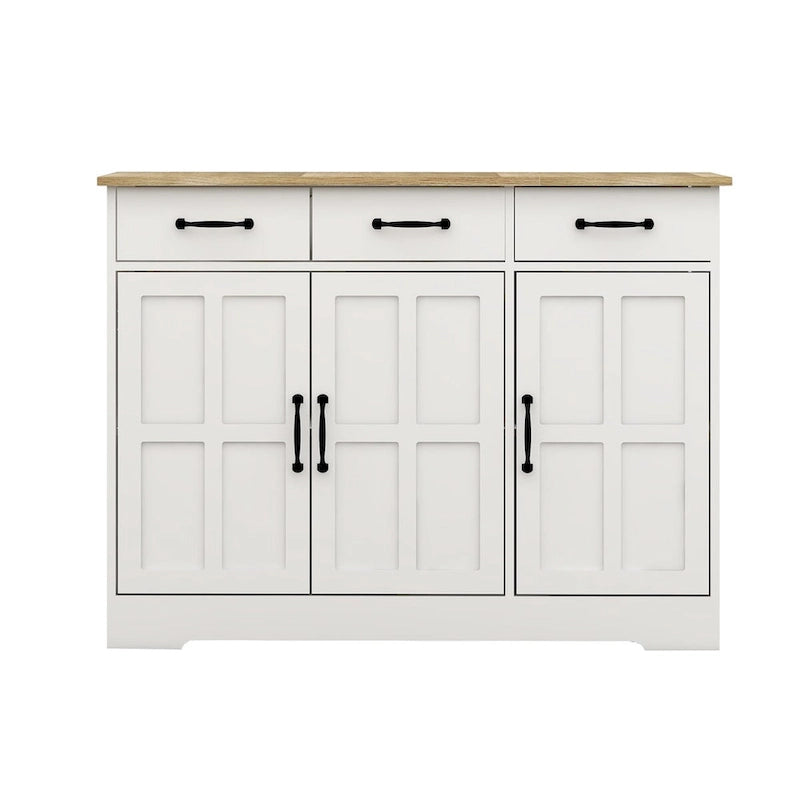 Farmhouse Buffet Cabinet Storage Sideboard with 3 Drawers and 3 Doors