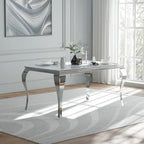 Mid Century Modern Glass Dining Table with Metal Cabriole Legs