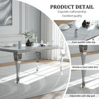 Mid Century Modern Glass Dining Table with Metal Cabriole Legs