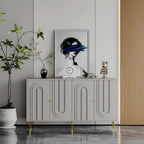 Modern Lacquered 4-Door Wooden Sideboard Buffet Server Cabinet