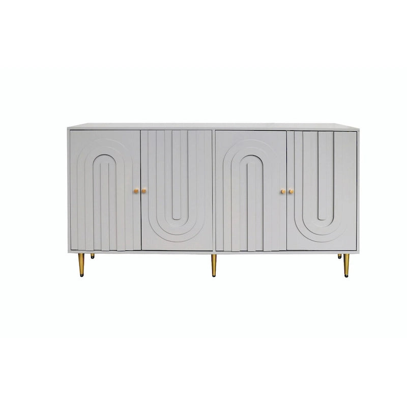 Modern Lacquered 4-Door Wooden Sideboard Buffet Server Cabinet