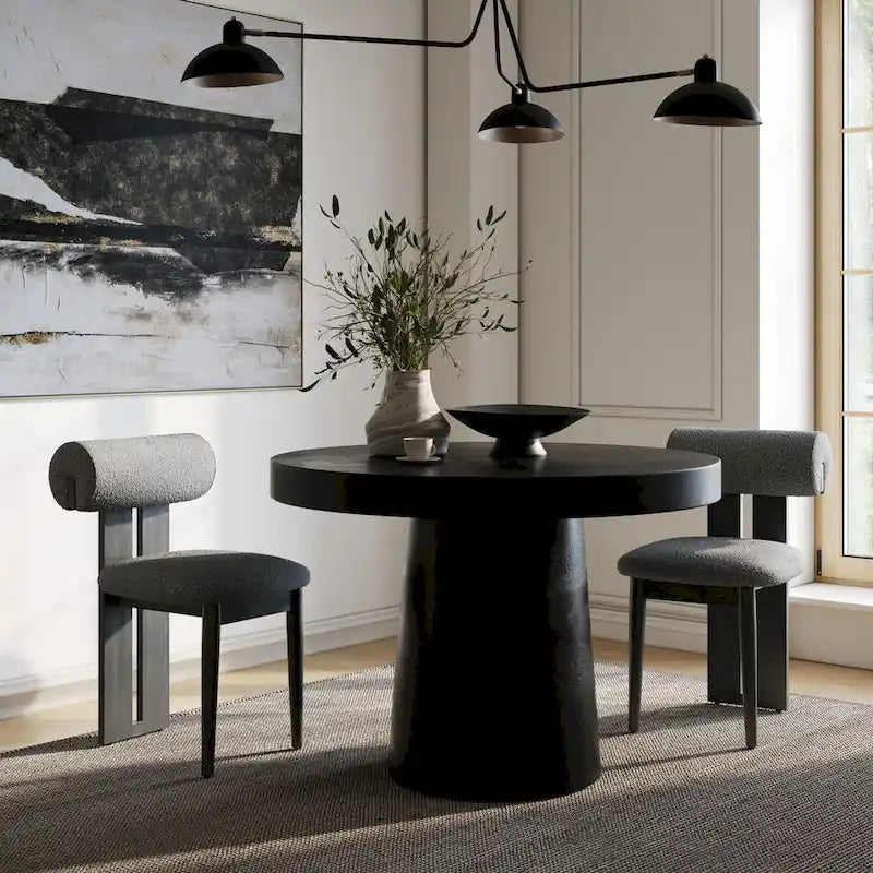 Modrest Desoto Modern Black Concrete Round Dining Table