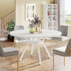 White Round Dining Table with Metal Legs - 47 Inch for 4-6 People