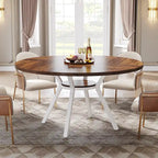 White Round Dining Table with Metal Legs - 47 Inch for 4-6 People