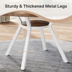 White Round Dining Table with Metal Legs - 47 Inch for 4-6 People