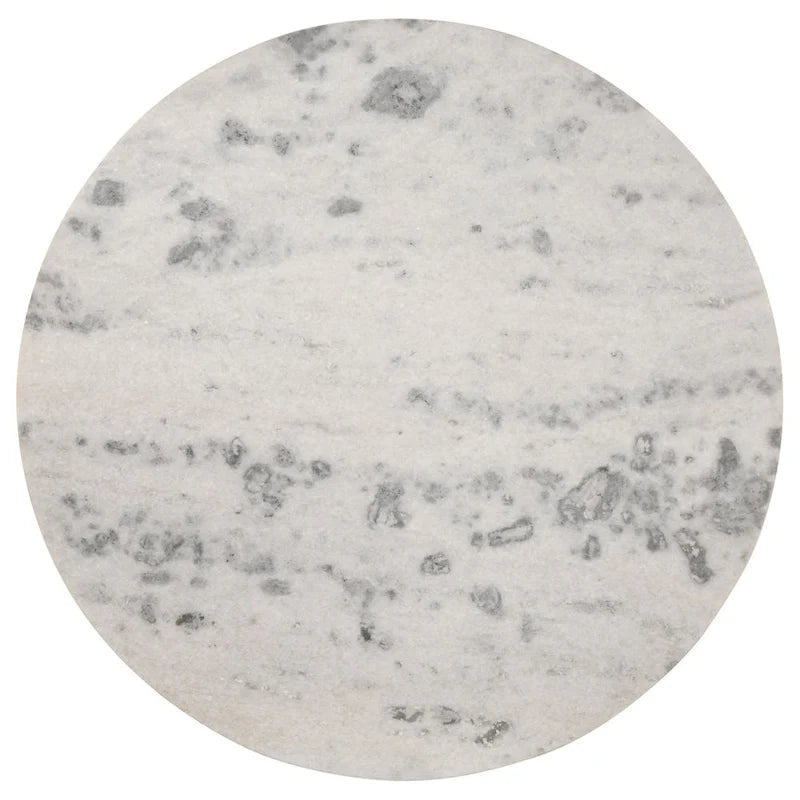 White Marble Top Round Dining Table with Brown Fluted Pedestal Base - 46 Inch