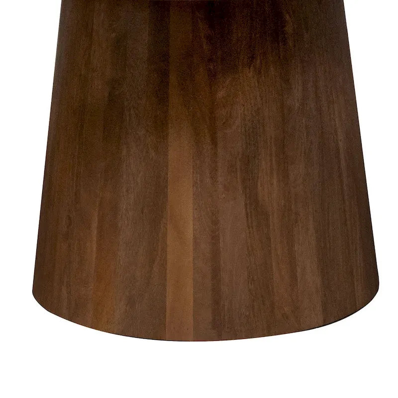 White Marble Top Round Dining Table with Brown Fluted Pedestal Base - 46 Inch