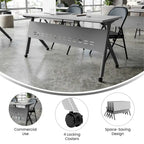 Commercial Nesting Flip Training Table with Steel Frame and Y-Legs - 23.5W x 60D x 30H