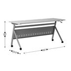 Commercial Nesting Flip Training Table with Steel Frame and Y-Legs - 23.5W x 60D x 30H