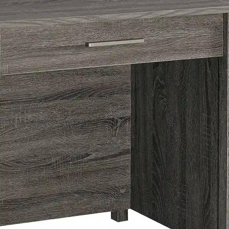 Wim 60 Inch 4 Drawer Lift Top Office Desk, 2 Pull Out Trays, Weathered Gray