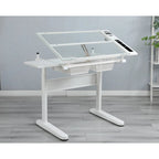 Hand Crank Adjustable Drafting Drawing Table with Stool and 2 Drawers