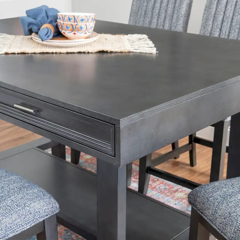 Wilson Grey Wooden Counter Height Dining Table with Storage