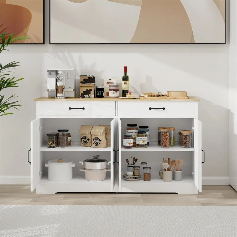 Large Farmhouse Buffet Cabinet Storage Sideboard w/2 Drawers & 4 Doors