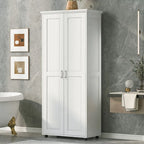 Storage Cabinet with Two Doors for Bathroom, Office, Adjustable Shelf, MDF Board