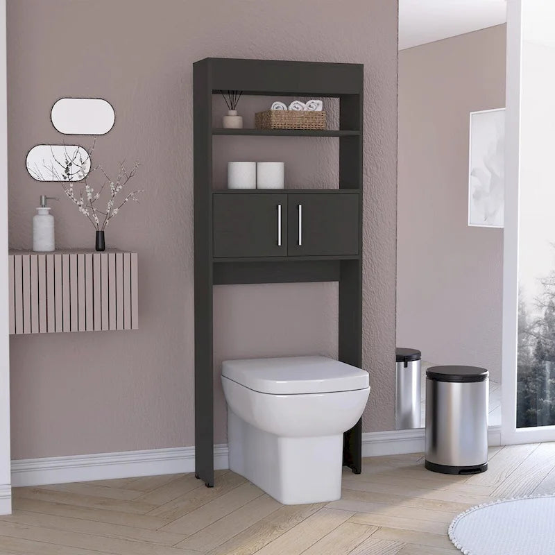 Madrid Over The Toilet Storage Cabinet Organizer With Doors and Shelves