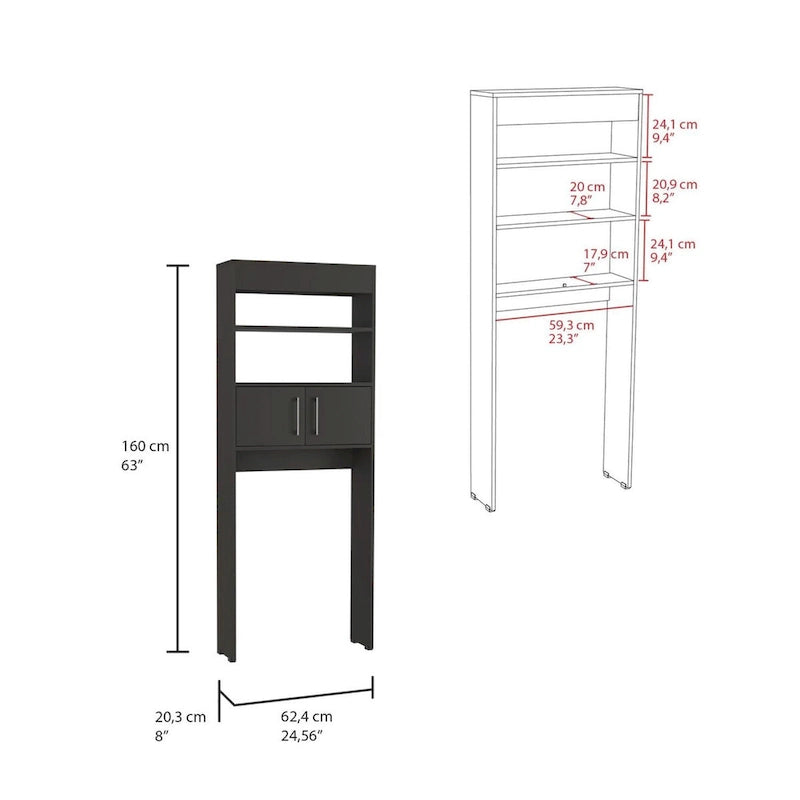 Madrid Over The Toilet Storage Cabinet Organizer With Doors and Shelves