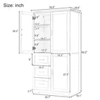 Tall and Wide Storage Cabinet with Doors for Bathroom/Office, Three Drawers, Grey