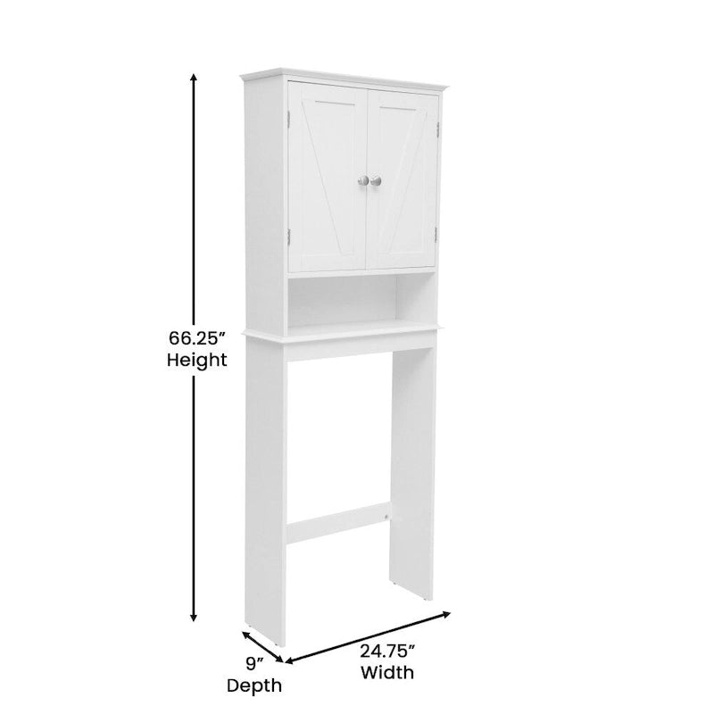 Brown Farmhouse Over the Toilet Cabinet Storage Organizer with 2 Shelves