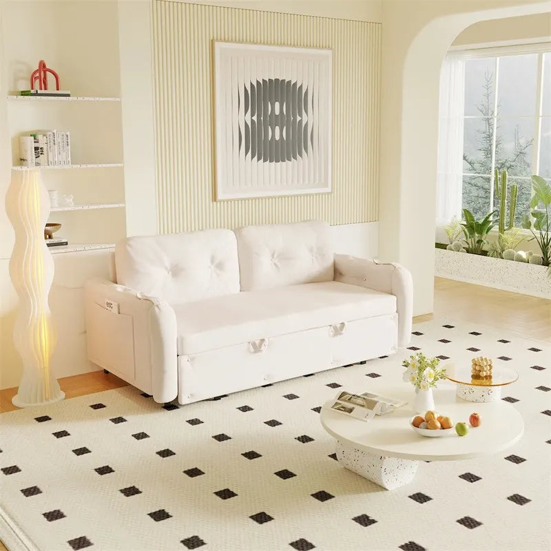66.2Queen Pull Out Sofa Bed,Hydraulic System Convertible Sleeper Sofa