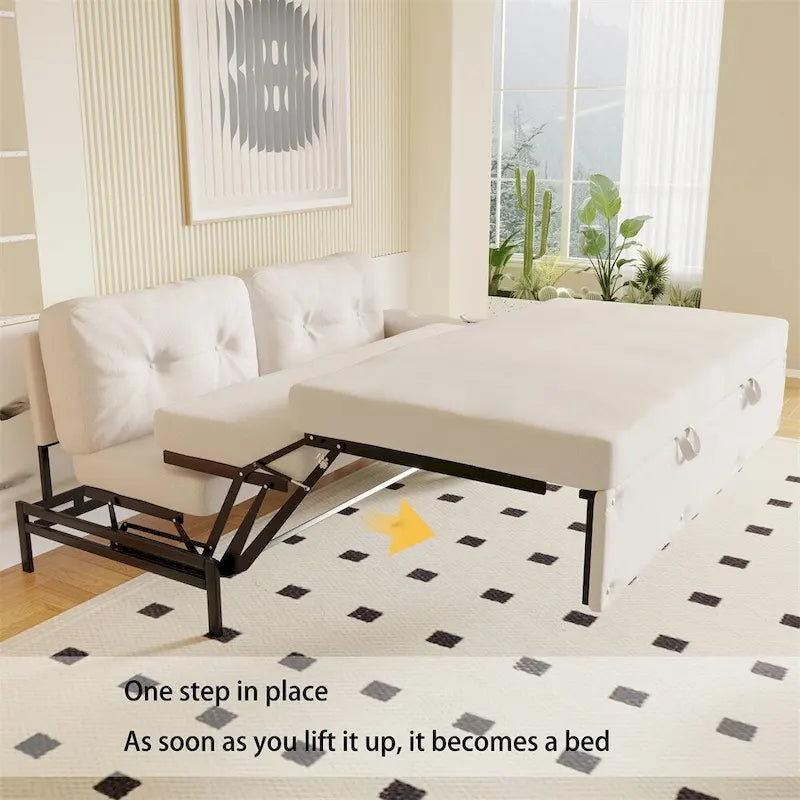 66.2Queen Pull Out Sofa Bed,Hydraulic System Convertible Sleeper Sofa