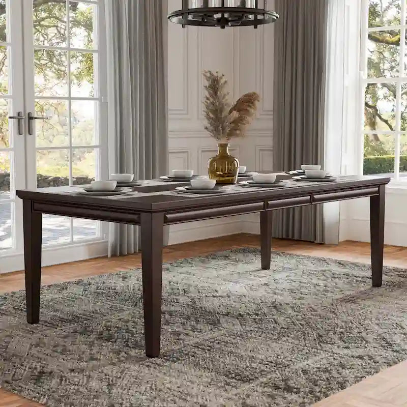 Furniture of America Chase Modern 90-inch Wood Extendable Dining Table with 18-inch Leaf
