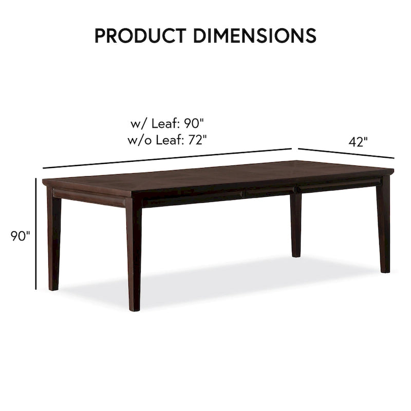 Furniture of America Chase Modern 90-inch Wood Extendable Dining Table with 18-inch Leaf