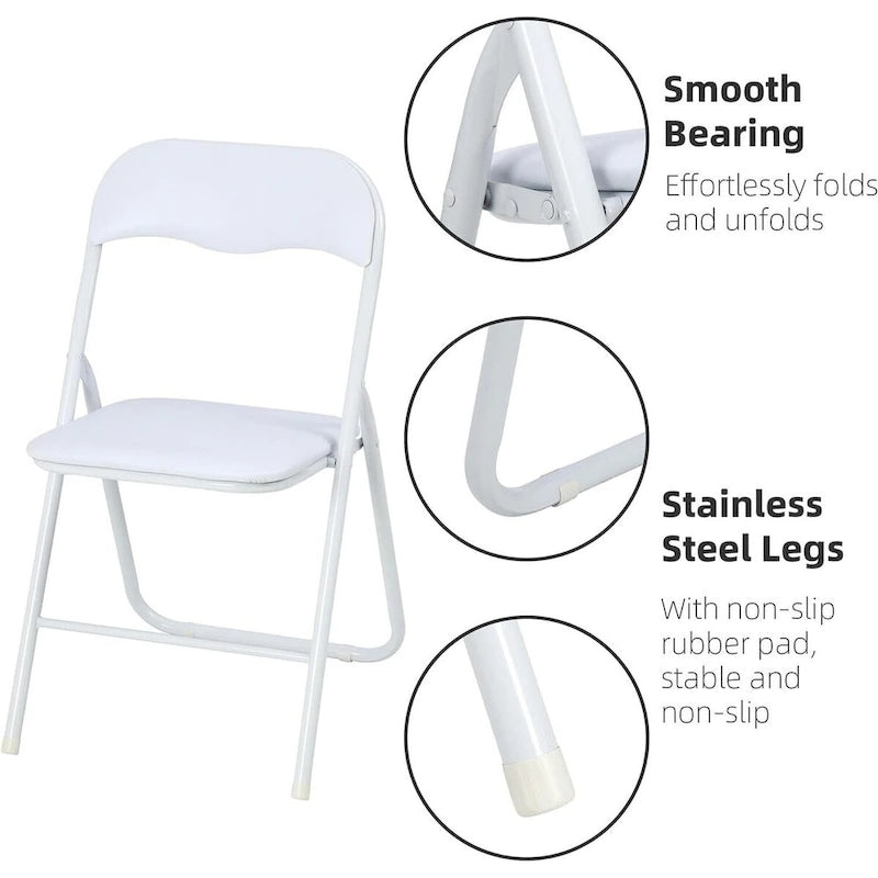 4 Folding Chairs with Cushion, with Non-Slip Feet Pads