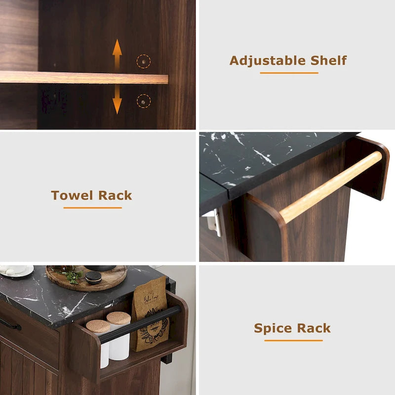 Kitchen Island with Trash Can Storage Cabinet