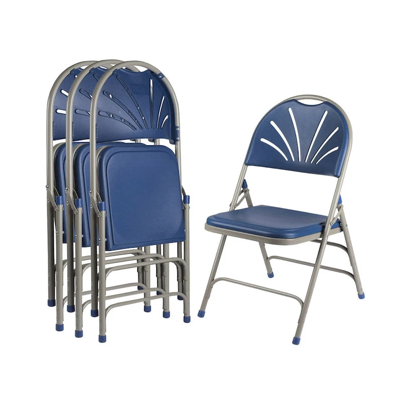 Lusitano Collection Fan Back Folding Chair, Pack of 4
