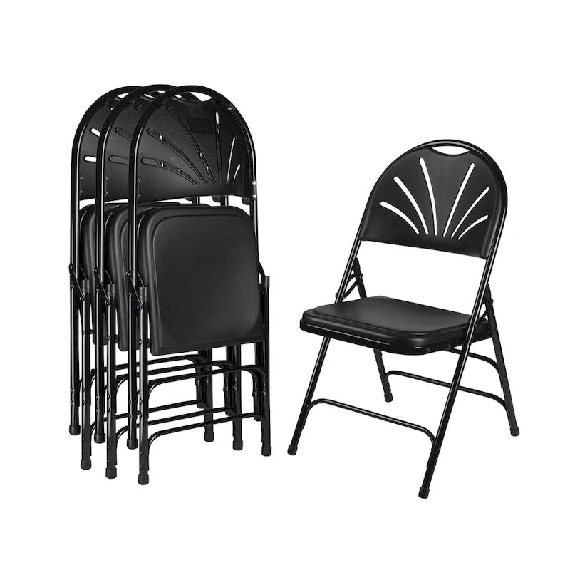 Lusitano Collection Fan Back Folding Chair, Pack of 4
