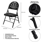 Lusitano Collection Fan Back Folding Chair, Pack of 4