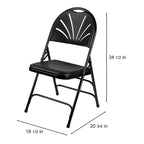 Lusitano Collection Fan Back Folding Chair, Pack of 4