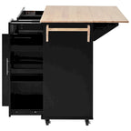 Kitchen Island with Drop Leaf,Kitchen Storage Cart with 3 Tier Pull Out Cabinet Organizer,Kitchen Cart on Wheels with Towel Rack