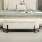 Upholstered Fabric Storage Ottoman with Safety Hinge