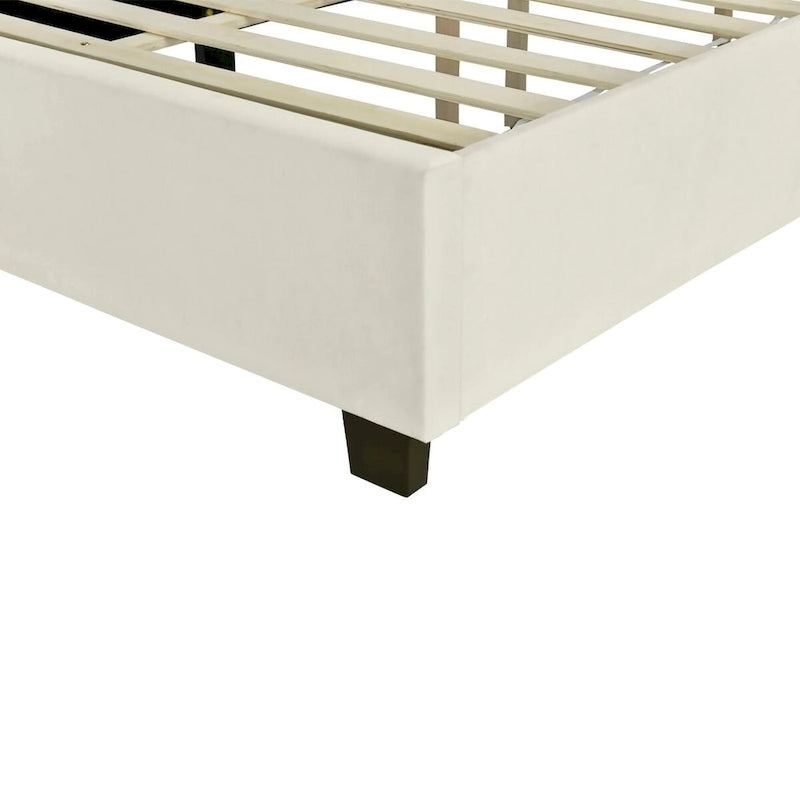 Upholstered Platform Bed with Headboard Shelves - Beige/Gray/Pink - Full/Queen
