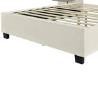 Upholstered Platform Bed with Headboard Shelves - Beige/Gray/Pink - Full/Queen