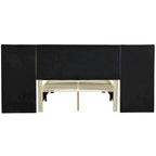 Upholstered Platform Bed with Headboard Shelves - Beige/Gray/Pink - Full/Queen