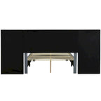 Upholstered Platform Bed with Headboard Shelves - Beige/Gray/Pink - Full/Queen
