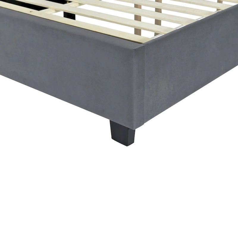 Upholstered Platform Bed with Headboard Shelves - Beige/Gray/Pink - Full/Queen