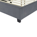 Upholstered Platform Bed with Headboard Shelves - Beige/Gray/Pink - Full/Queen