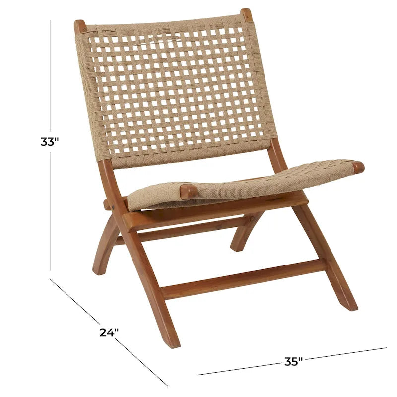 Wood Handmade Woven Living Room Accent Chair - Brown or Black - Roche River Decor