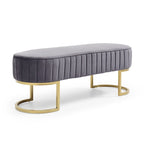 Bench Bedroom Bench ,Velvet Oval Upholstered End of Bed Bench with Golden Metal Legs ,48 Modern Storage Ottoman Bench