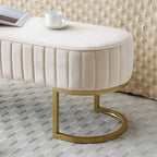 Bench Bedroom Bench ,Velvet Oval Upholstered End of Bed Bench with Golden Metal Legs ,48 Modern Storage Ottoman Bench