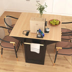 55.7 Kitchen Island with Drop Leaves, Rolling Cart with Power Outlet, Spice Rack, and 3 Drawers