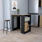  Arial Kitchen island in melamine,black/natural Oak