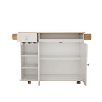 Kitchen Island Cart with Solid Wood Top and Rolling Wheels