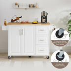 Kitchen Island with Drop Leaf Countertop and Rolling Cart