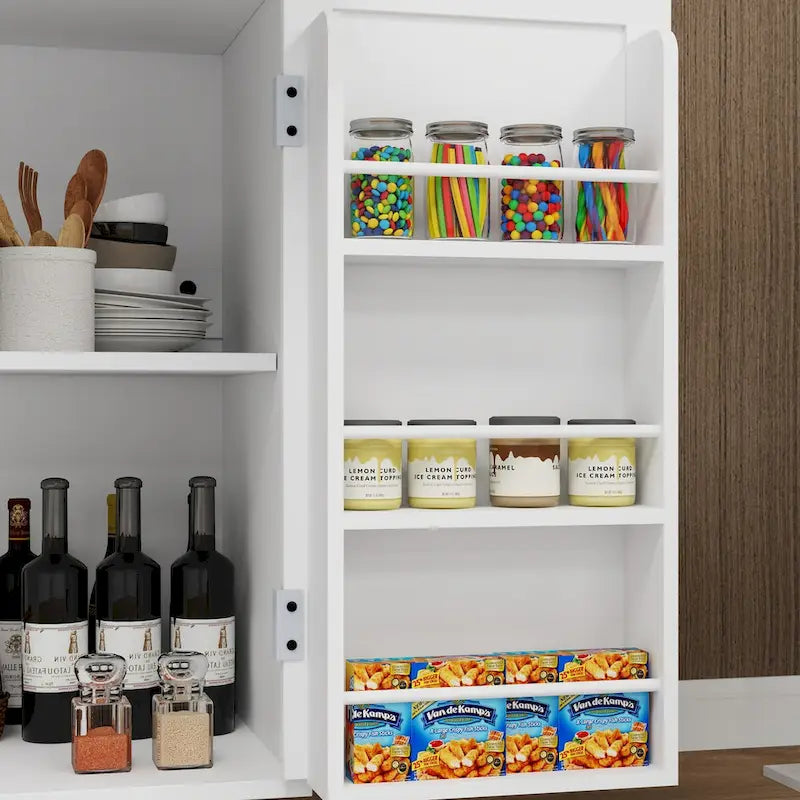 Kitchen Island Rolling Trolley Cart with Drawer, Doors, Storage Racks, Adjustable Shelves